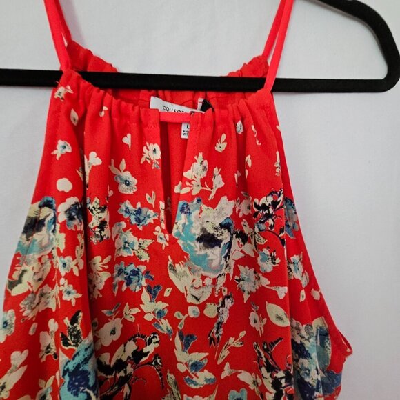 Collective Concepts Red Yellow & Blue Floral Krissa Keyhole Halter Blouse Large - Picture 3 of 9